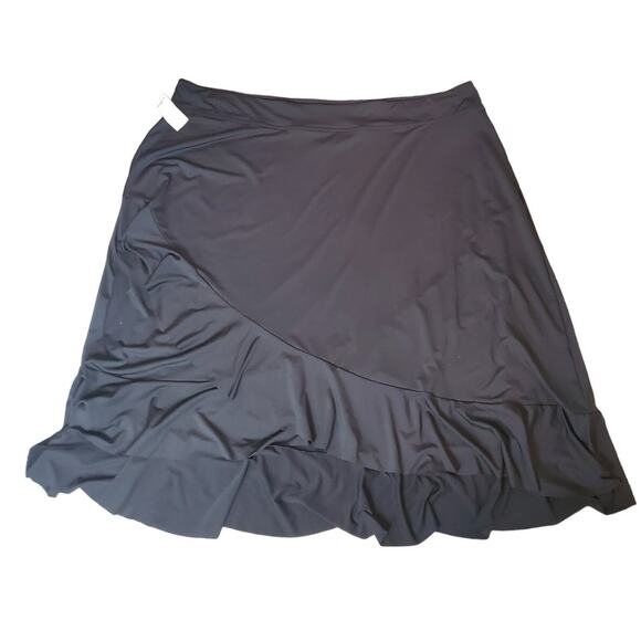 Lands' End Asymmetrical Ruffle Black Skirt, NWT, 3X - Picture 1 of 5